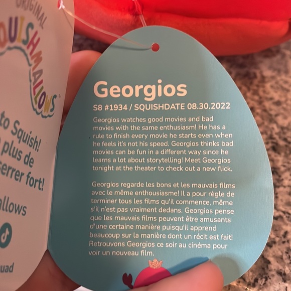 NWT 8” Georgios Squishmallow - Picture 3 of 3